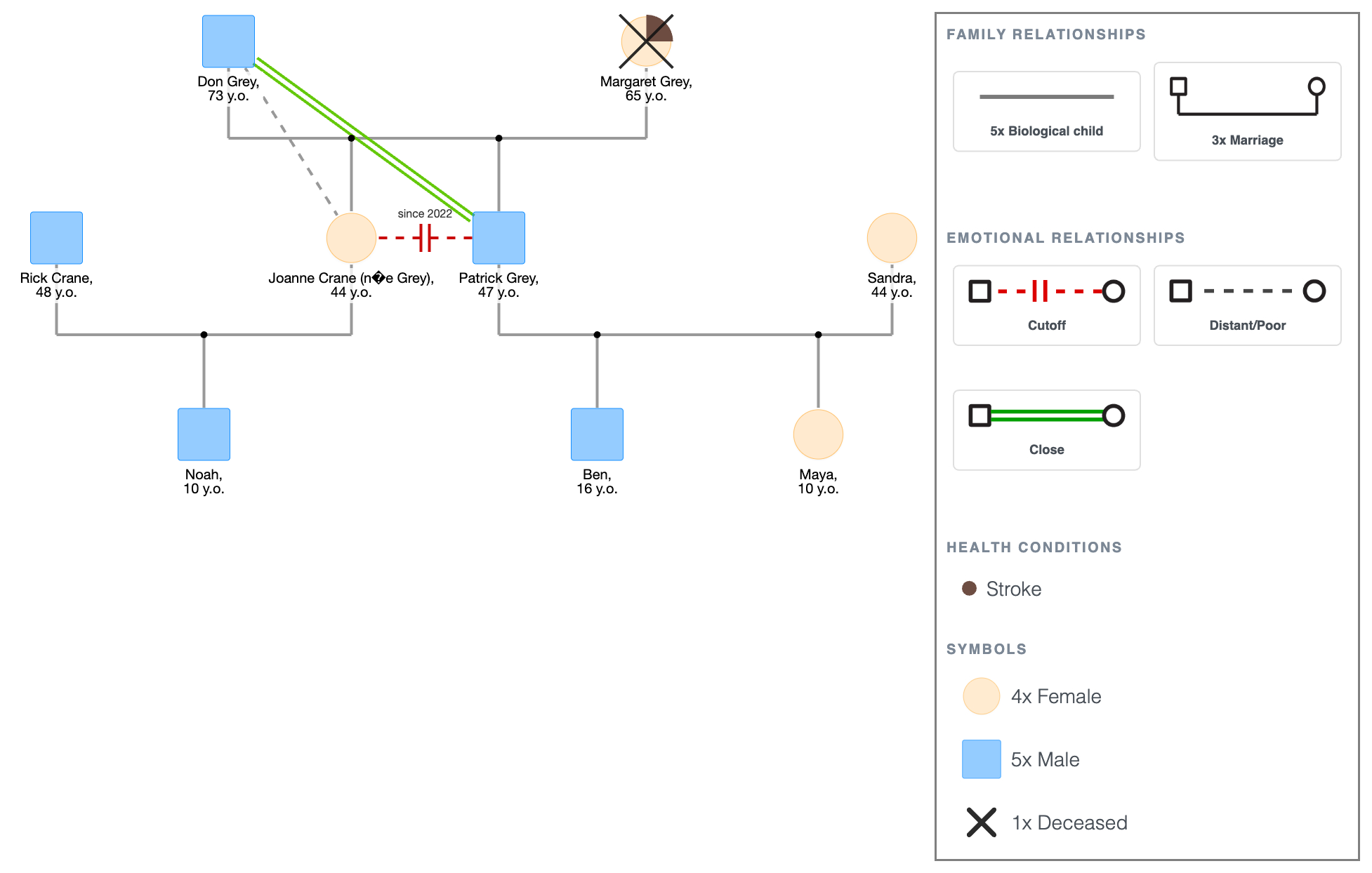 Family Genogram After a Death: The Grey Family