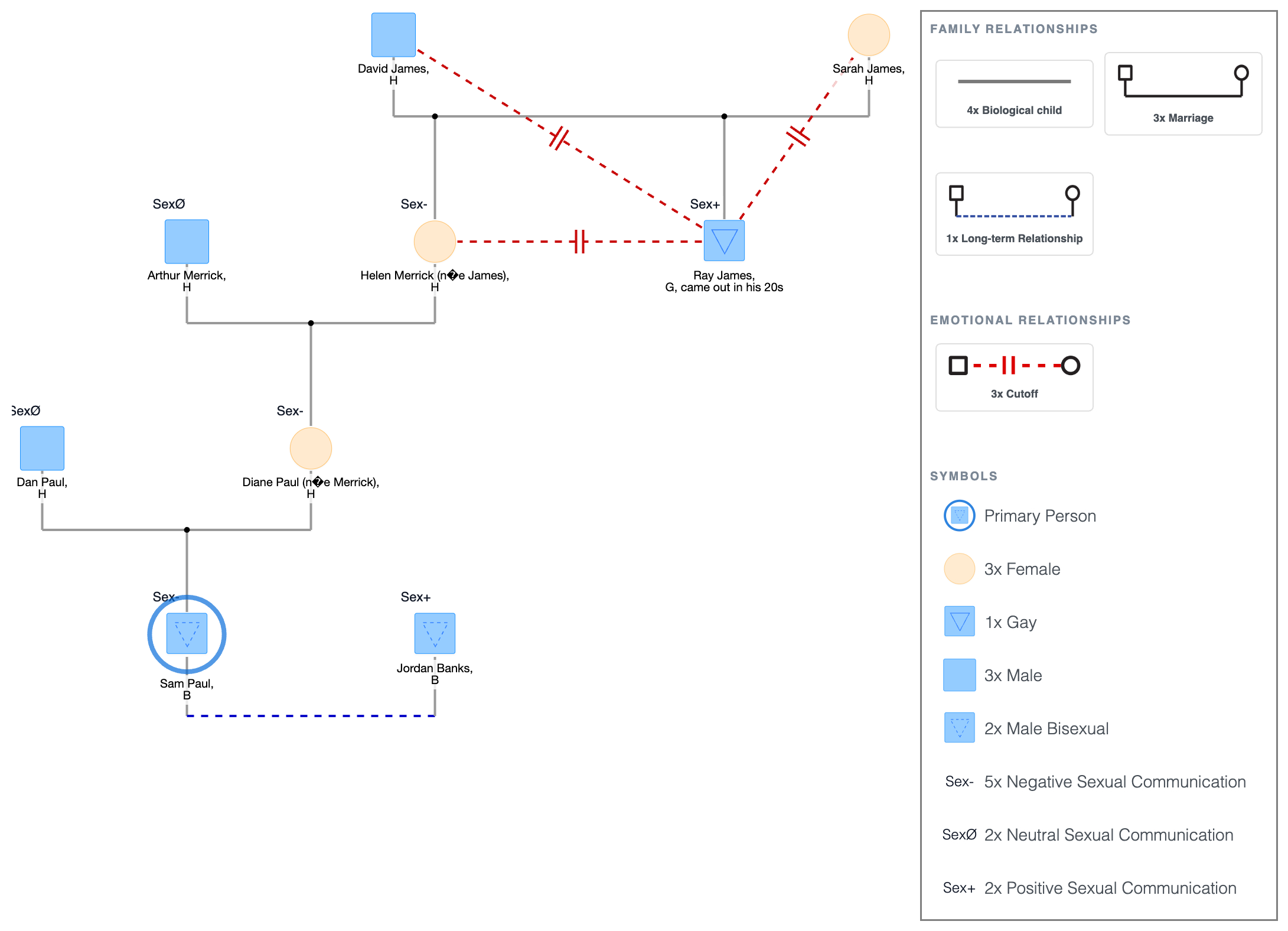 Completed four-generation sexual genogram